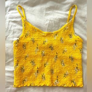 Hollister Floral Ruched Yellow Crop Top Tank